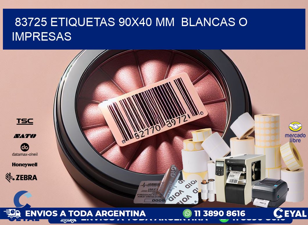83725 ETIQUETAS 90×40 mm  BLANCAS O IMPRESAS