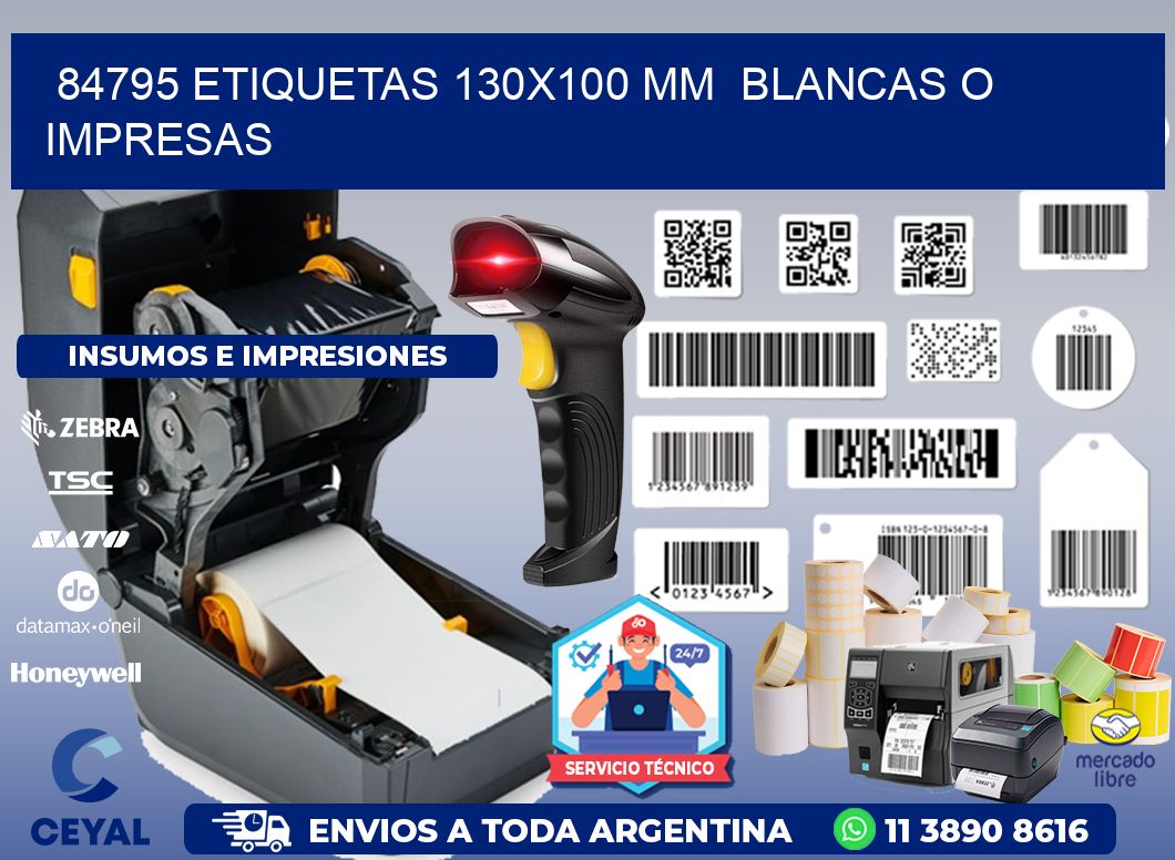84795 ETIQUETAS 130x100 mm BLANCAS O IMPRESAS