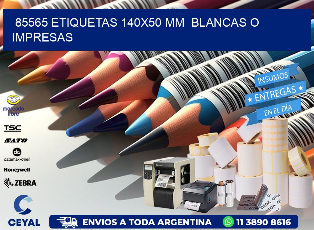 85565 ETIQUETAS 140x50 mm  BLANCAS O IMPRESAS