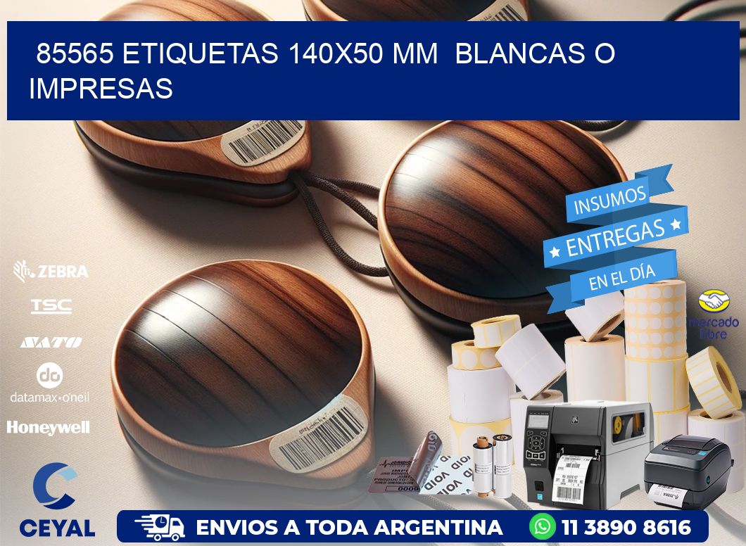 85565 ETIQUETAS 140x50 mm  BLANCAS O IMPRESAS