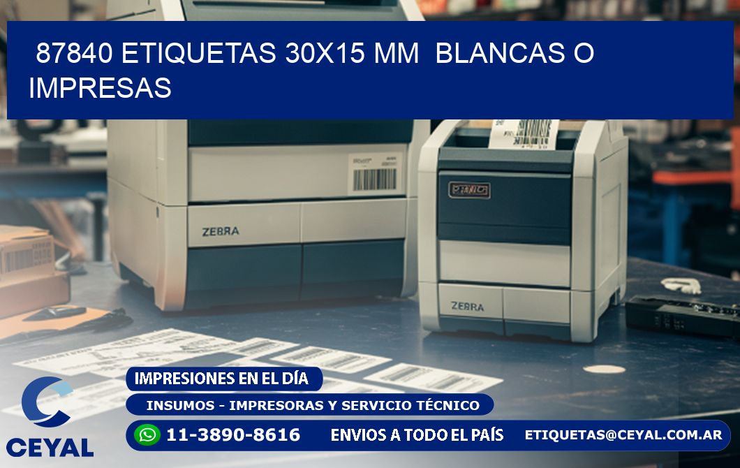 87840 ETIQUETAS 30x15 mm BLANCAS O IMPRESAS