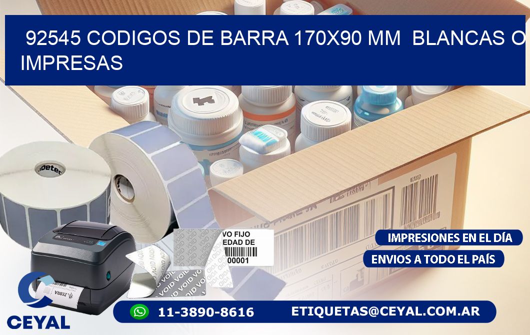 92545 CODIGOS DE BARRA 170x90 mm BLANCAS O IMPRESAS