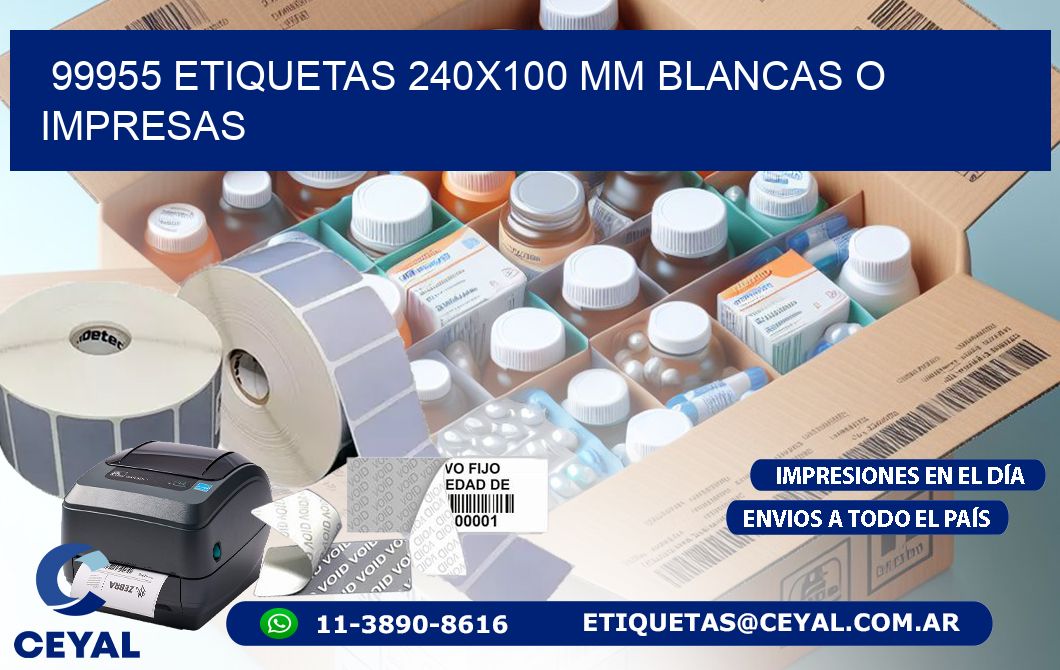99955 ETIQUETAS 240x100 mm BLANCAS O IMPRESAS