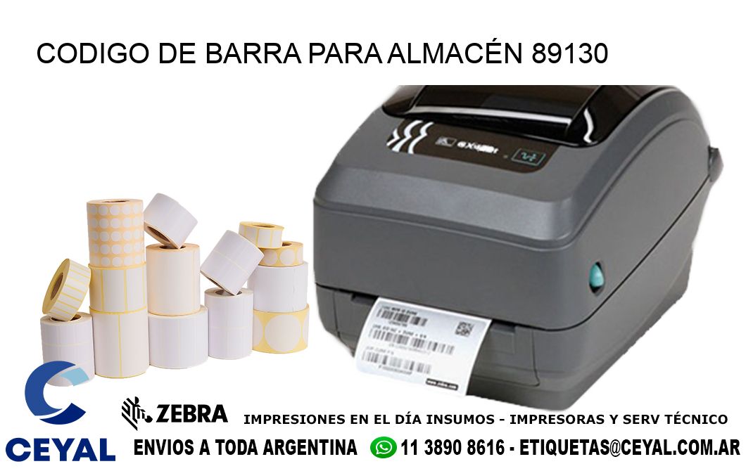 CODIGO DE BARRA PARA ALMACÉN 89130