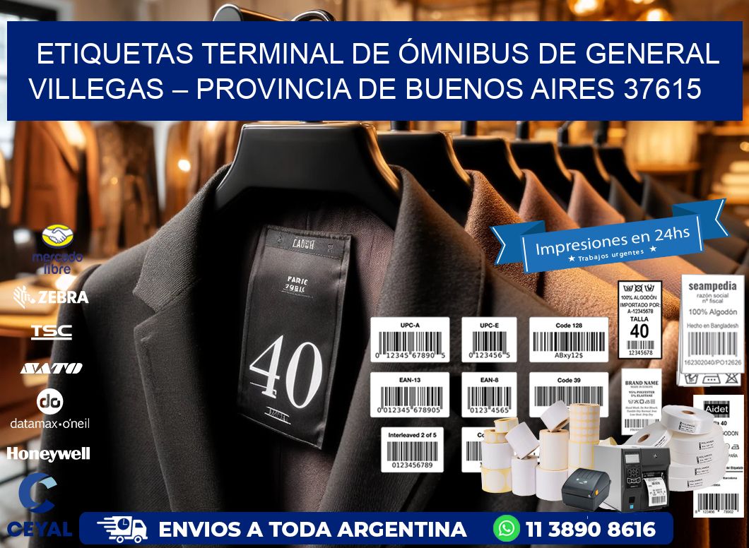 ETIQUETAS TERMINAL DE ÓMNIBUS DE GENERAL VILLEGAS – PROVINCIA DE BUENOS AIRES 37615