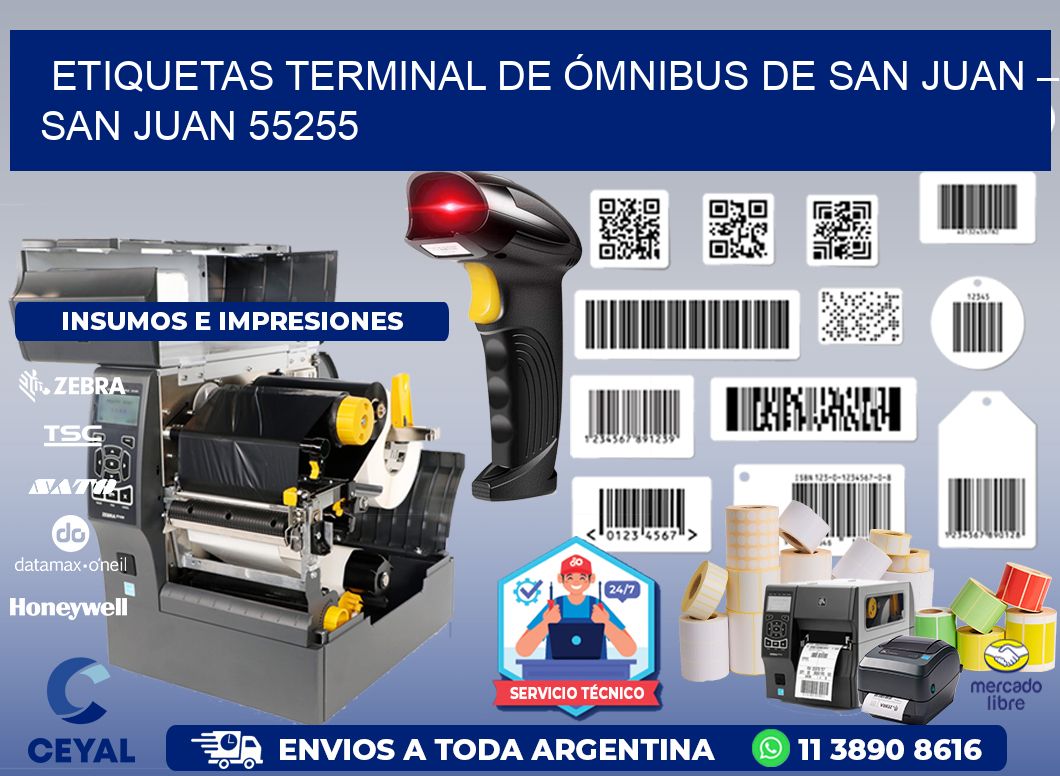 ETIQUETAS TERMINAL DE ÓMNIBUS DE SAN JUAN – SAN JUAN 55255