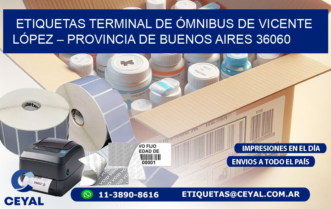ETIQUETAS TERMINAL DE ÓMNIBUS DE VICENTE LÓPEZ – PROVINCIA DE BUENOS AIRES 36060