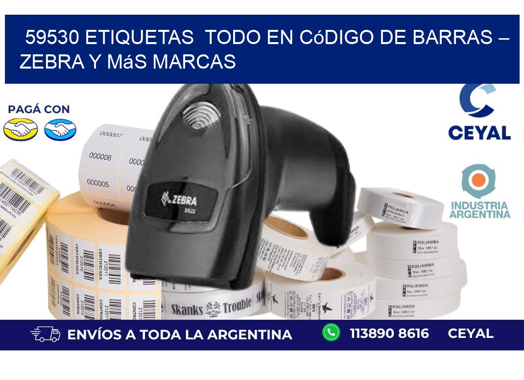 59530 etiquetas Todo en Código de Barras – Zebra y Más Marcas