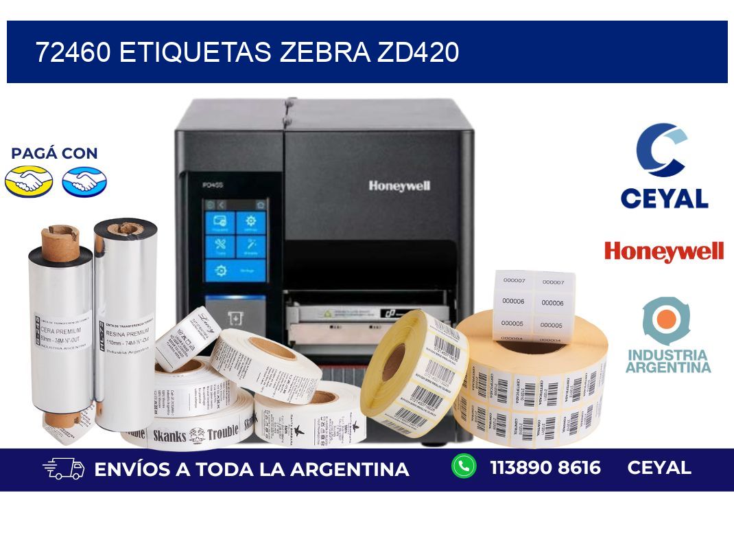72460 ETIQUETAS ZEBRA ZD420
