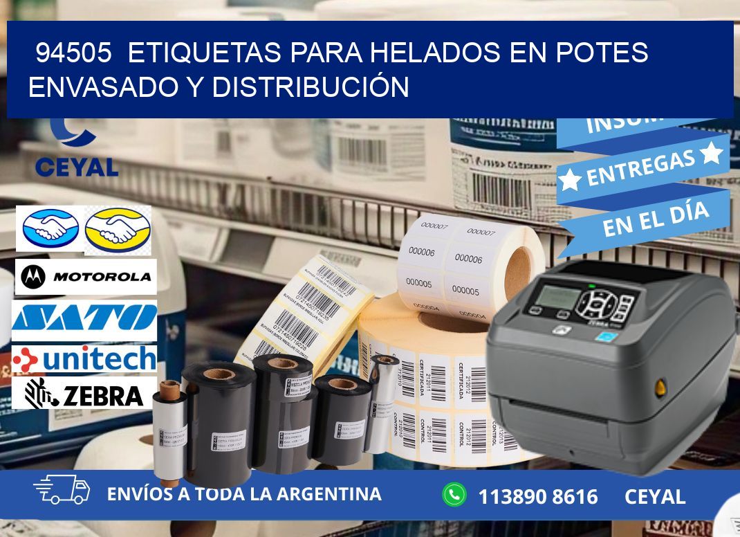 94505 ETIQUETAS PARA HELADOS EN POTES ENVASADO Y DISTRIBUCIÓN