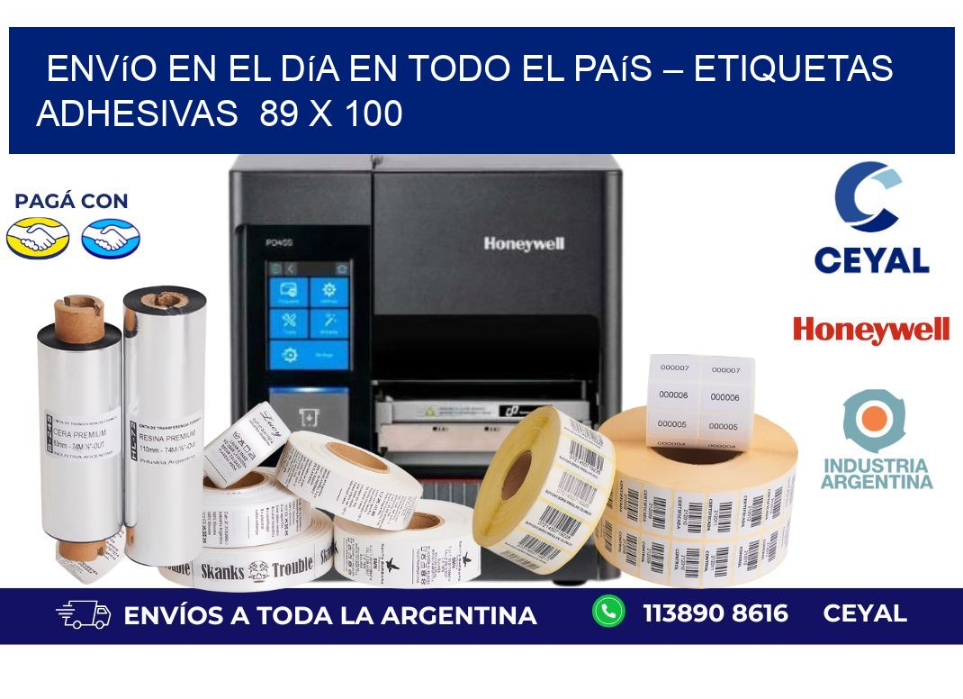 Envío en el Día en Todo el País – Etiquetas Adhesivas 89 x 100