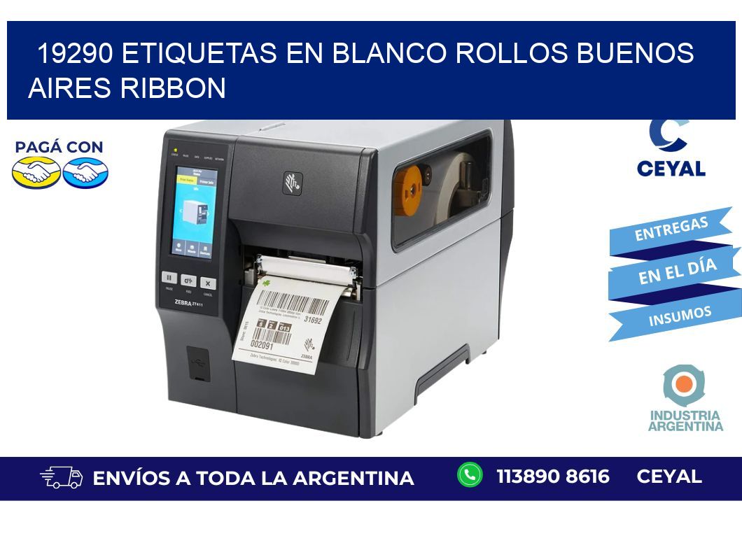 19290 ETIQUETAS EN BLANCO ROLLOS BUENOS AIRES RIBBON