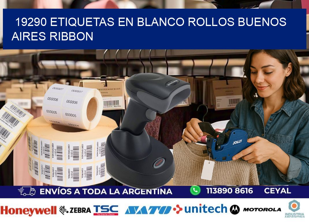 19290 ETIQUETAS EN BLANCO ROLLOS BUENOS AIRES RIBBON