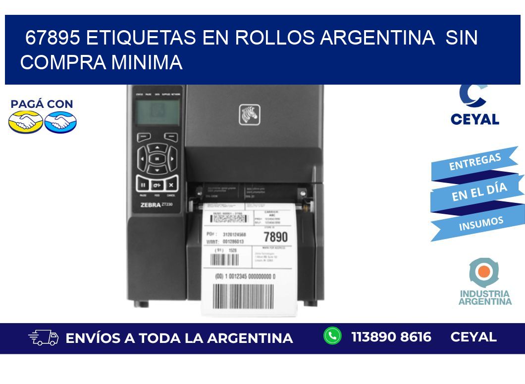 67895 ETIQUETAS EN ROLLOS ARGENTINA  SIN COMPRA MINIMA