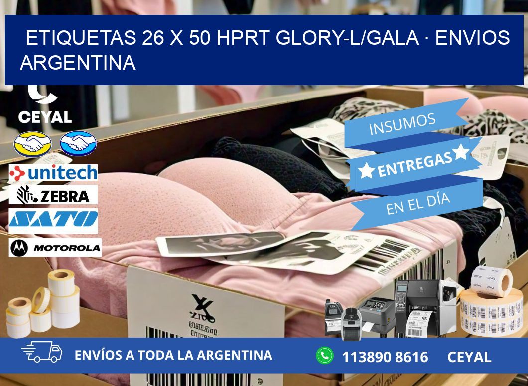 ETIQUETAS 26 x 50 HPRT GLORY-L/GALA · ENVIOS ARGENTINA