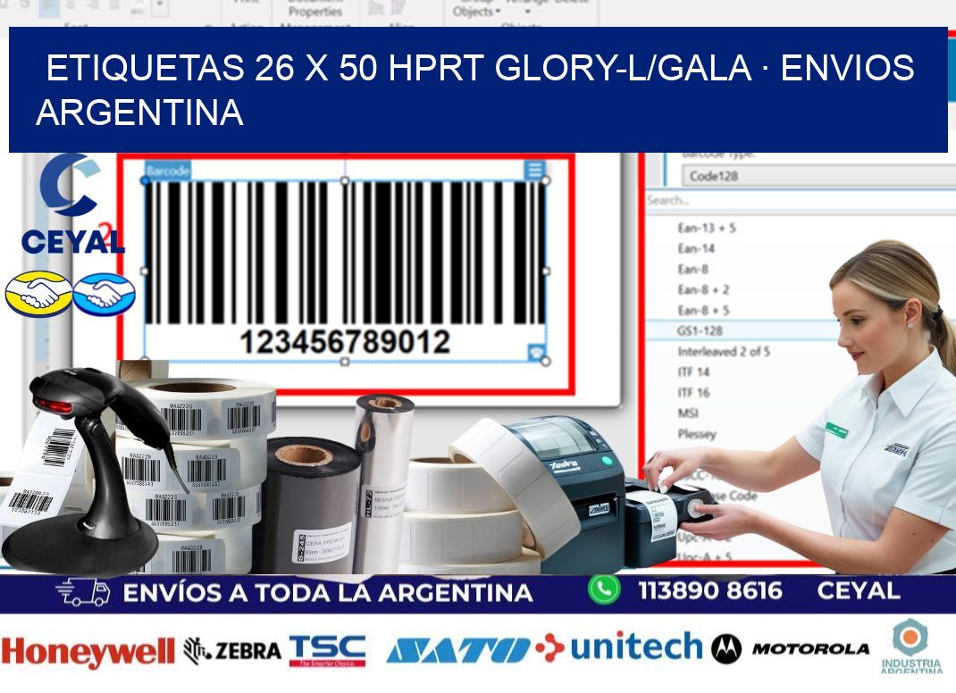 ETIQUETAS 26 x 50 HPRT GLORY-L/GALA · ENVIOS ARGENTINA