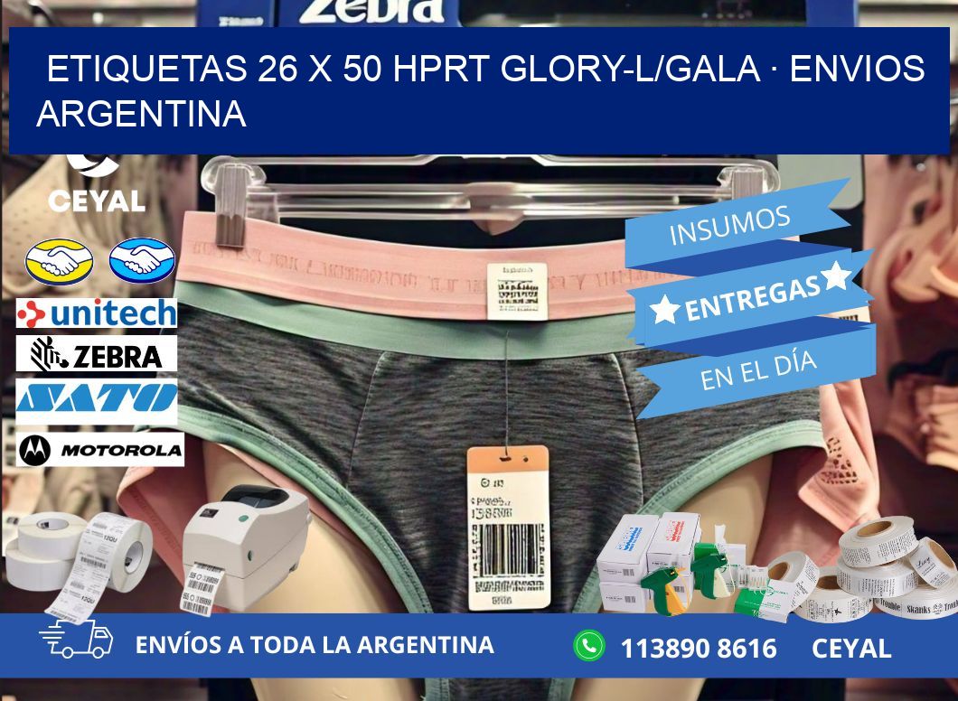 ETIQUETAS 26 x 50 HPRT GLORY-L/GALA · ENVIOS ARGENTINA