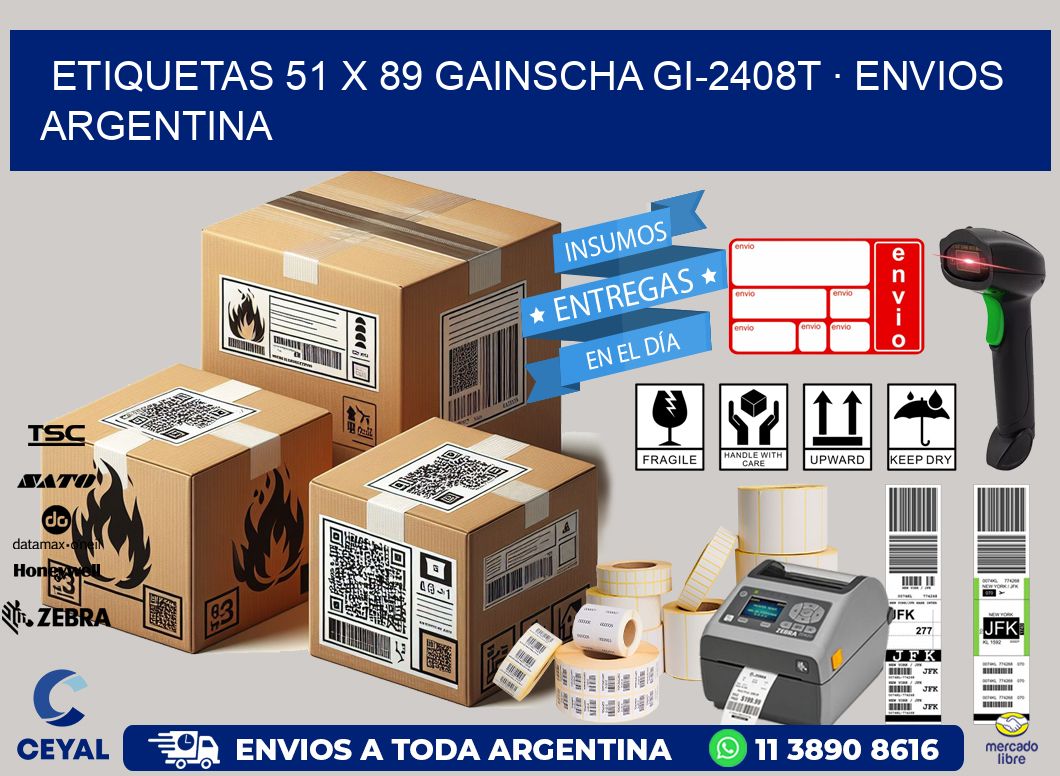 ETIQUETAS 51 x 89 GAINSCHA GI-2408T · ENVIOS ARGENTINA
