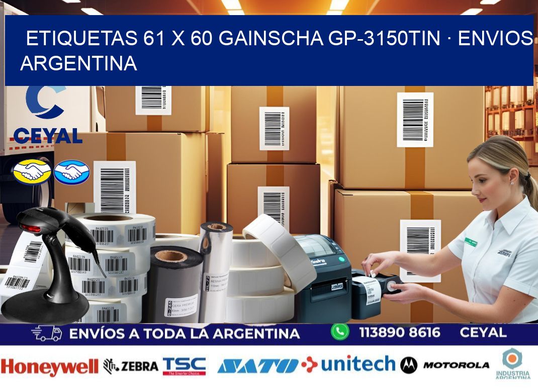 ETIQUETAS 61 x 60 GAINSCHA GP-3150TIN · ENVIOS ARGENTINA