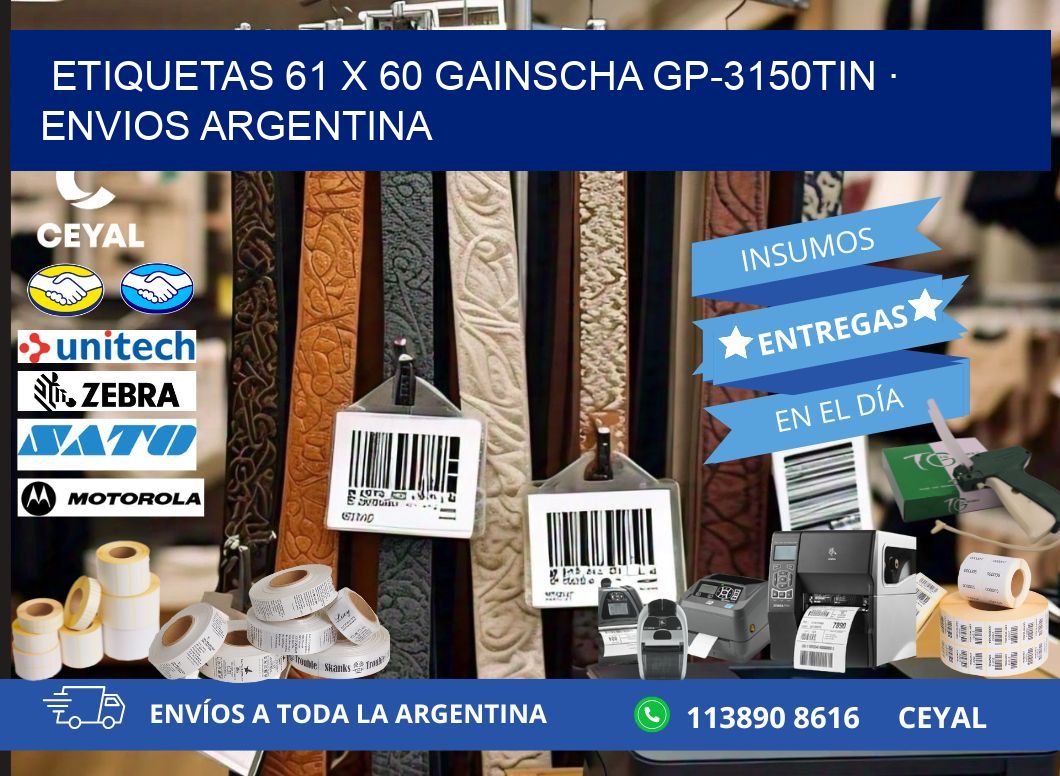 ETIQUETAS 61 x 60 GAINSCHA GP-3150TIN · ENVIOS ARGENTINA