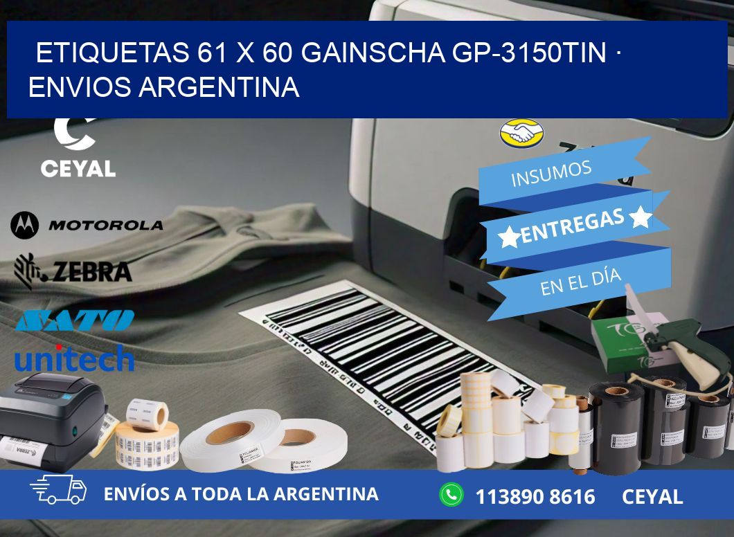 ETIQUETAS 61 x 60 GAINSCHA GP-3150TIN · ENVIOS ARGENTINA
