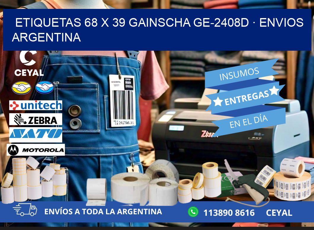 ETIQUETAS 68 x 39 GAINSCHA GE-2408D · ENVIOS ARGENTINA