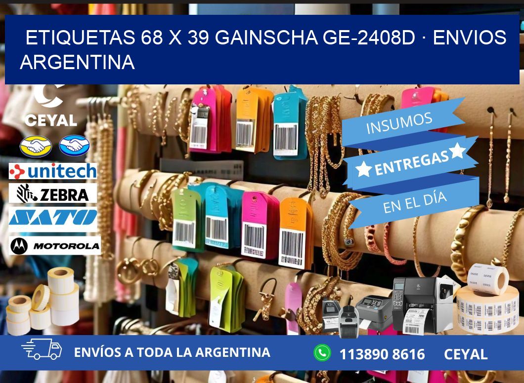 ETIQUETAS 68 x 39 GAINSCHA GE-2408D · ENVIOS ARGENTINA