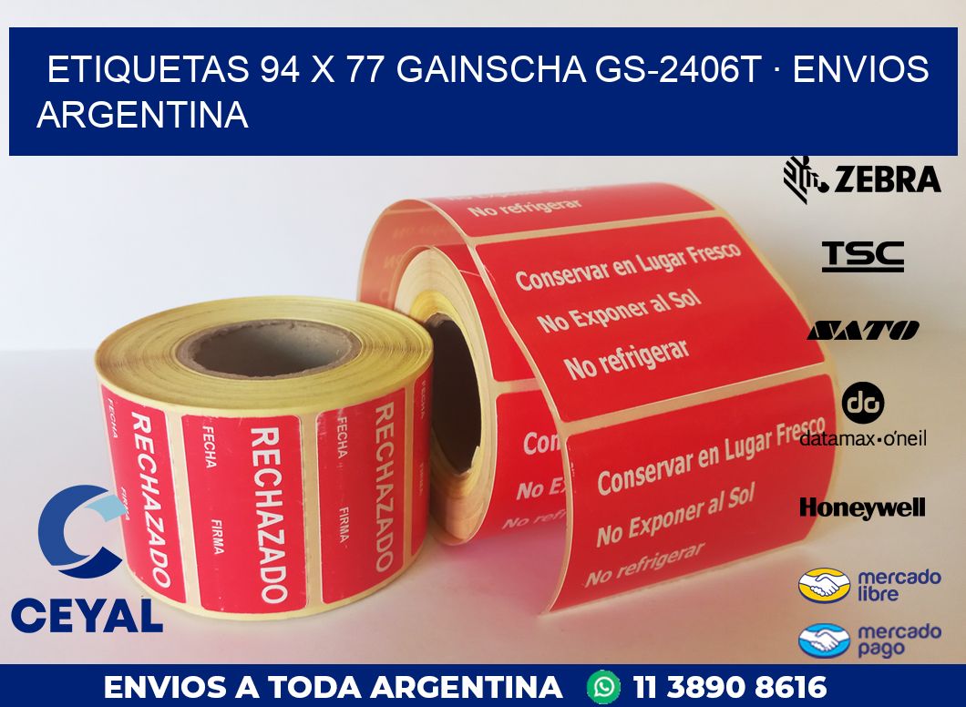 ETIQUETAS 94 x 77 GAINSCHA GS-2406T · ENVIOS ARGENTINA