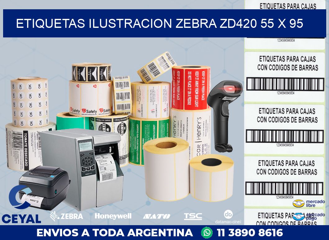 ETIQUETAS ILUSTRACION ZEBRA ZD420 55 x 95