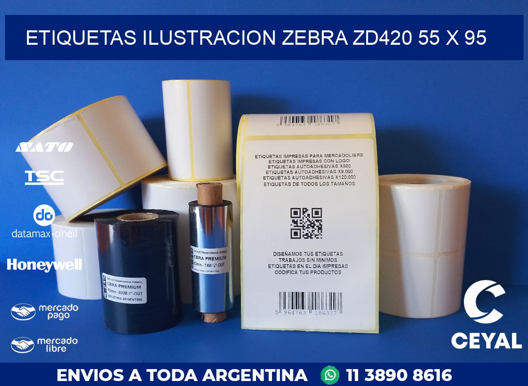 ETIQUETAS ILUSTRACION ZEBRA ZD420 55 x 95