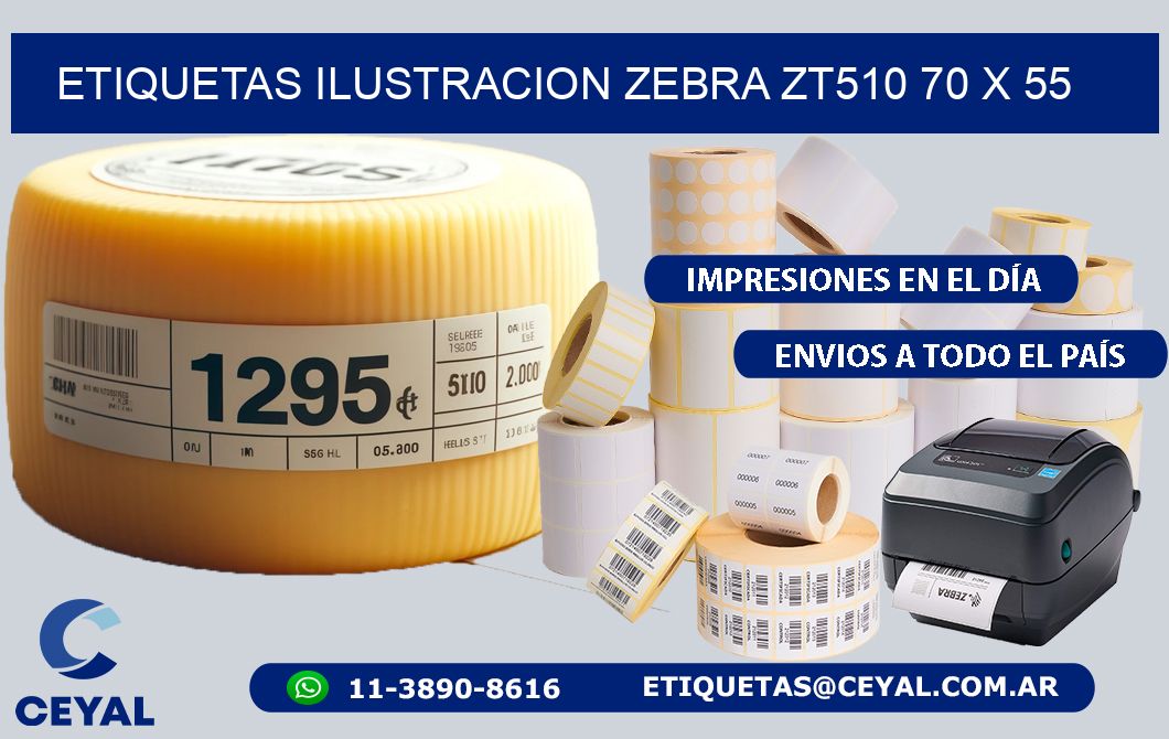ETIQUETAS ILUSTRACION ZEBRA ZT510 70 x 55