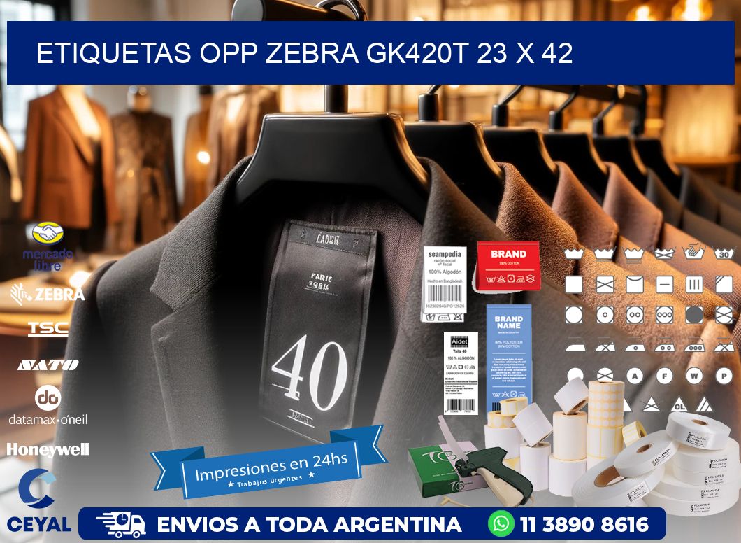 ETIQUETAS OPP ZEBRA GK420T 23 x 42