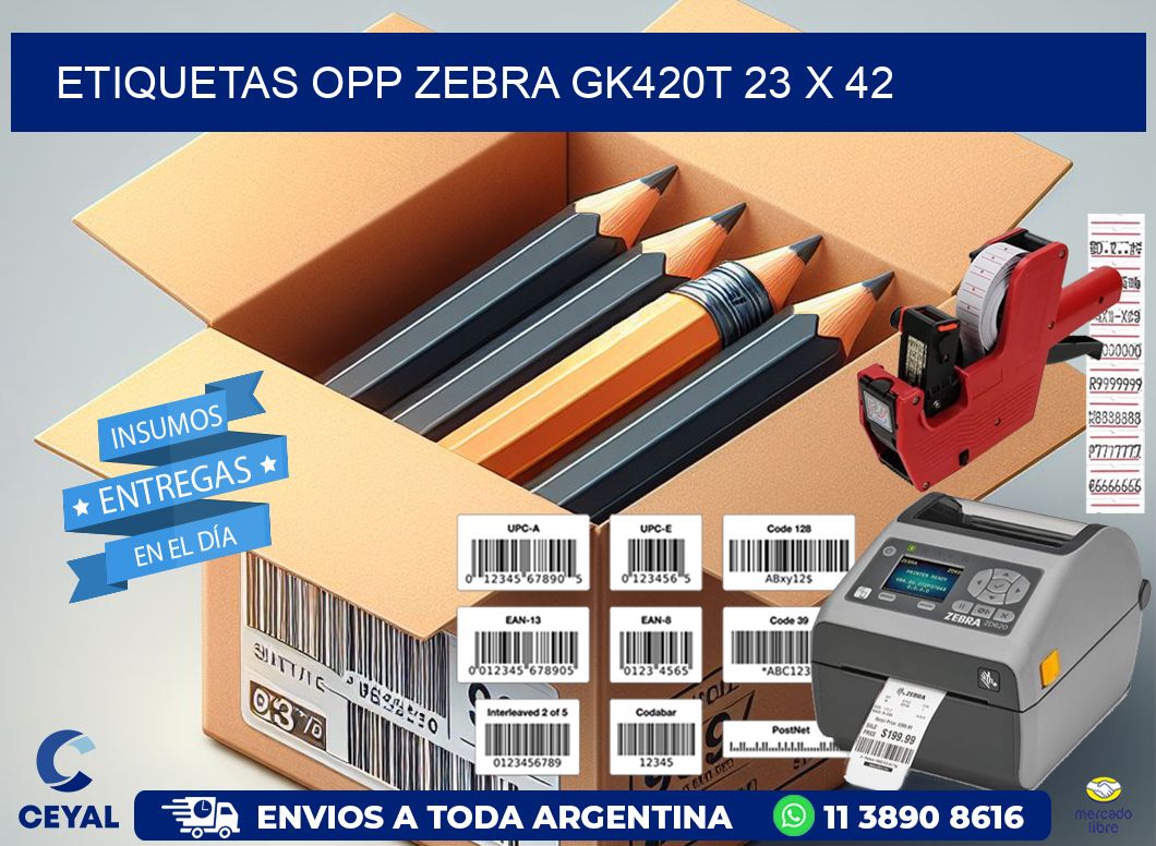 ETIQUETAS OPP ZEBRA GK420T 23 x 42
