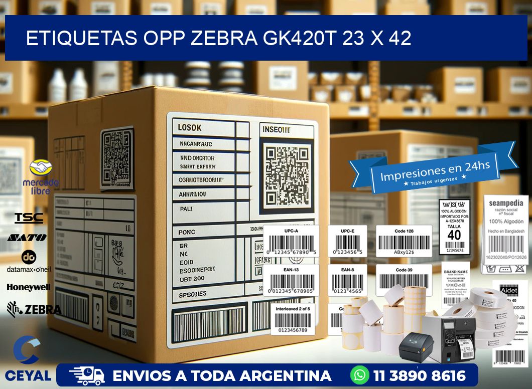 ETIQUETAS OPP ZEBRA GK420T 23 x 42