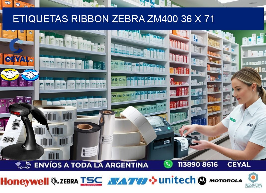 ETIQUETAS RIBBON Zebra ZM400 36 x 71