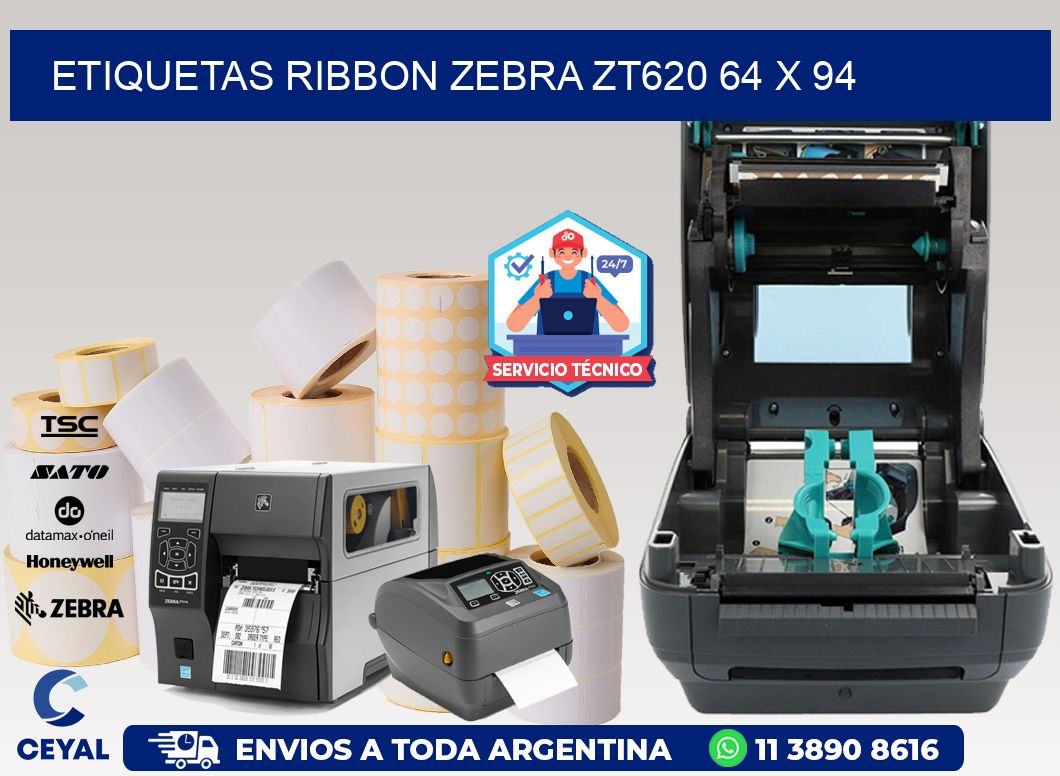 ETIQUETAS RIBBON Zebra ZT620 64 x 94