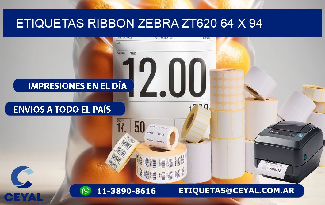 ETIQUETAS RIBBON Zebra ZT620 64 x 94