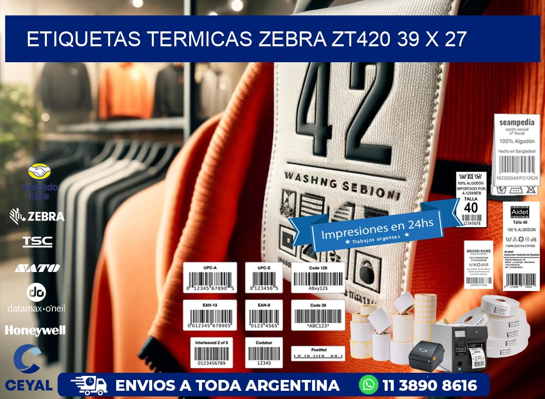 ETIQUETAS TERMICAS ZEBRA ZT420 39 x 27