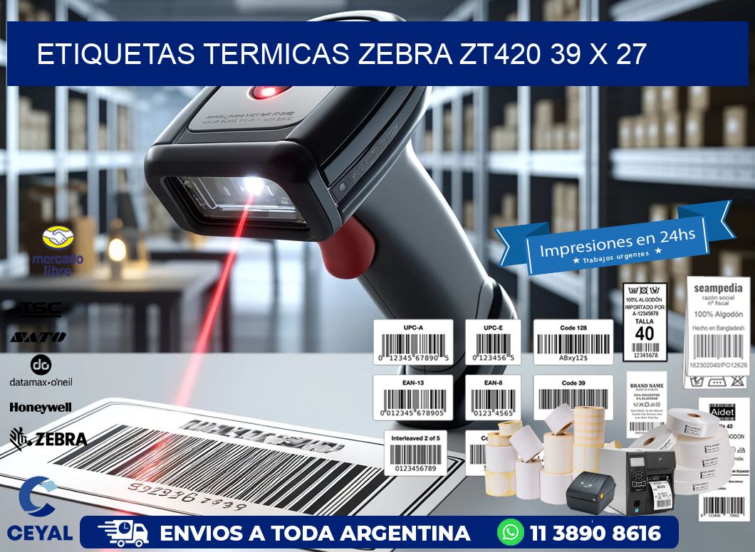 ETIQUETAS TERMICAS ZEBRA ZT420 39 x 27