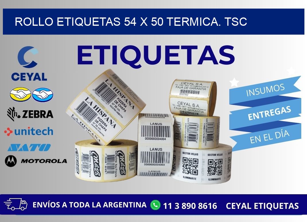 Rollo etiquetas 54 x 50 termica. tsc