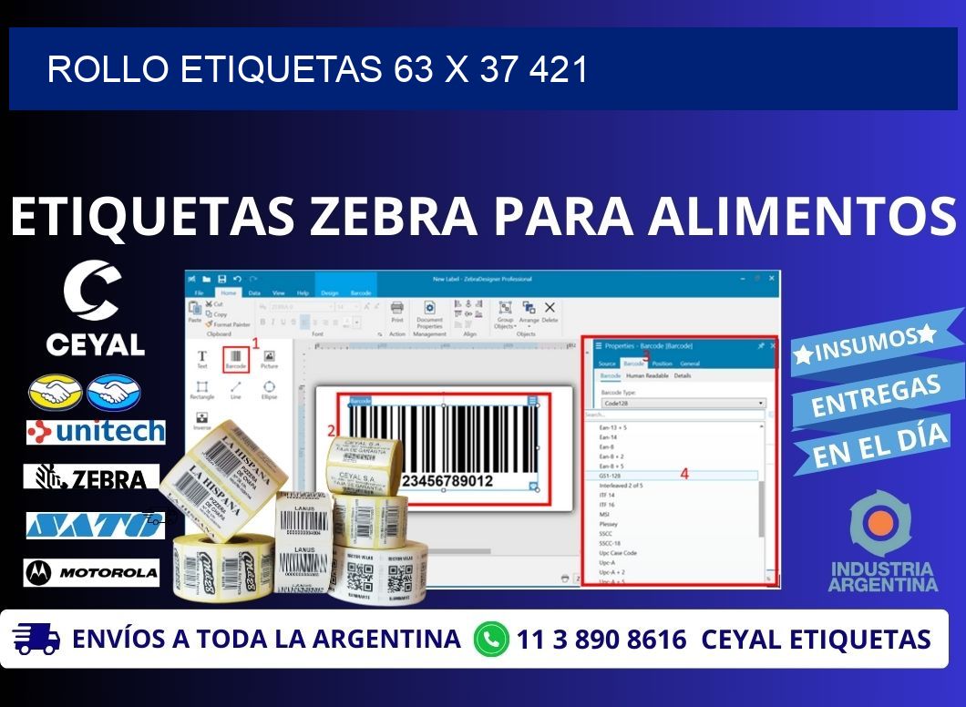 Rollo etiquetas 63 x 37 421