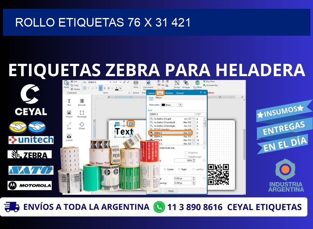 Rollo etiquetas 76 x 31 421