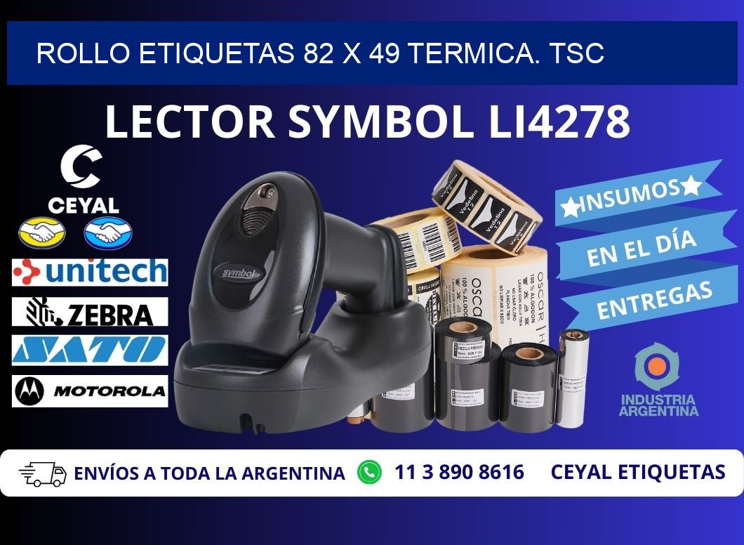 Rollo etiquetas 82 x 49 termica. tsc