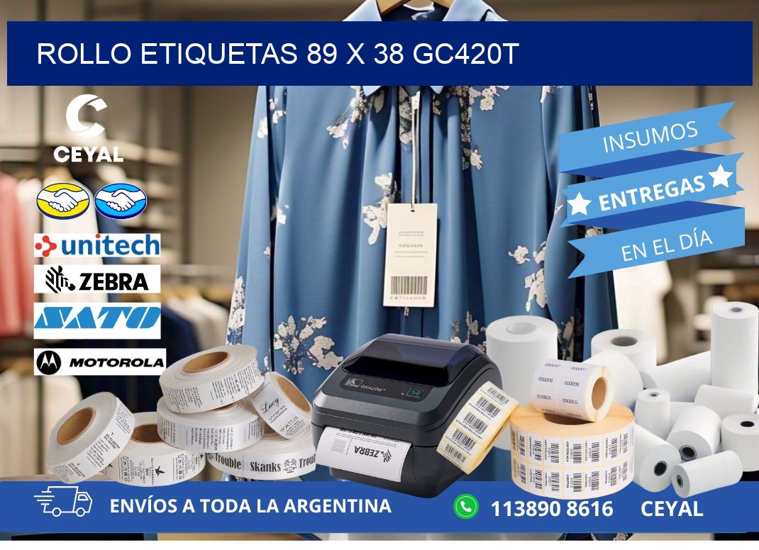 Rollo etiquetas 89 x 38 gc420t
