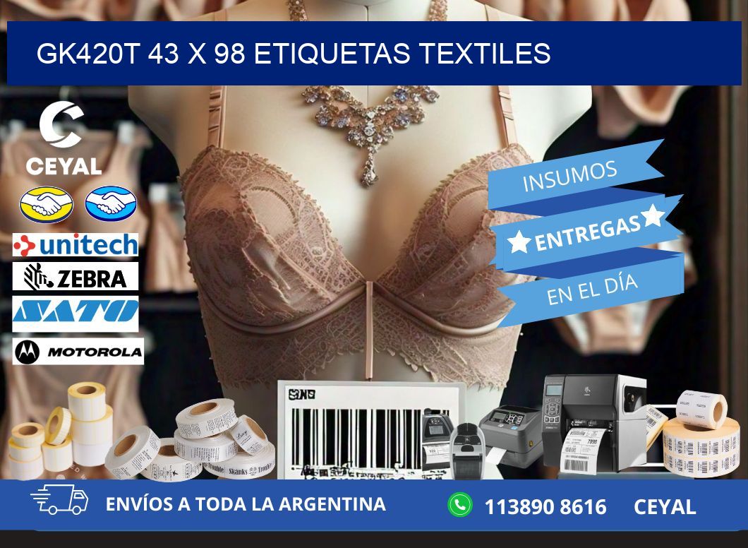 GK420T 43 x 98 ETIQUETAS TEXTILES