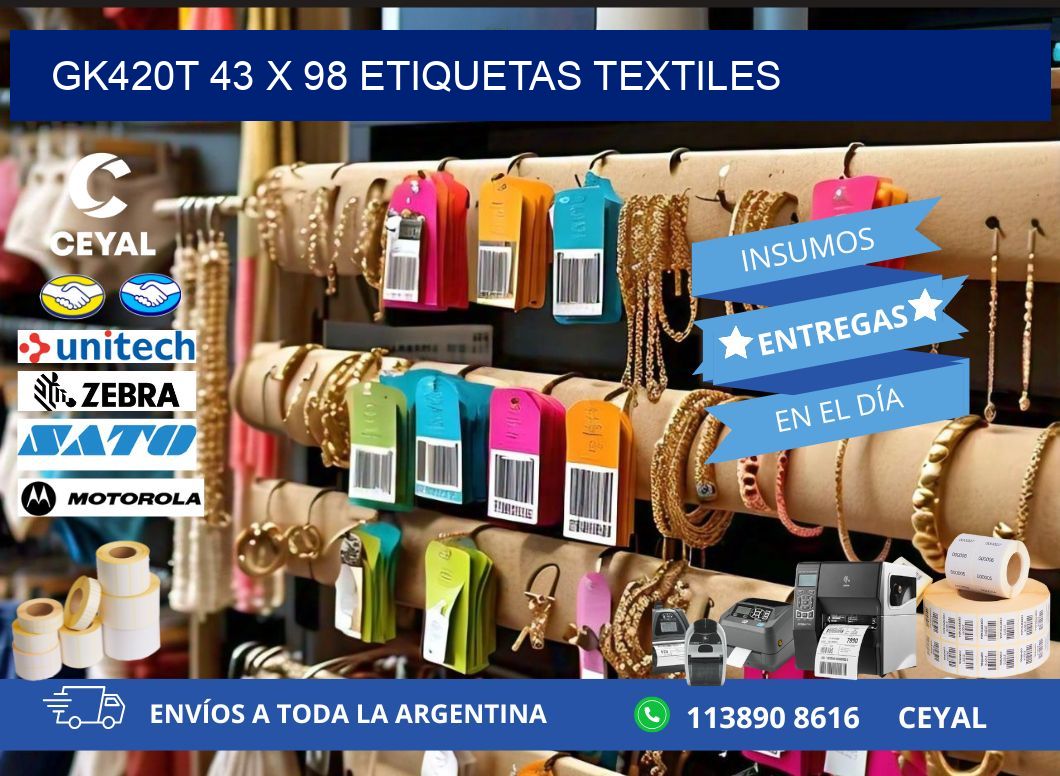 GK420T 43 x 98 ETIQUETAS TEXTILES
