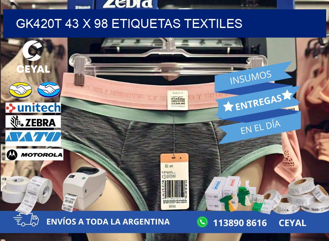 GK420T 43 x 98 ETIQUETAS TEXTILES