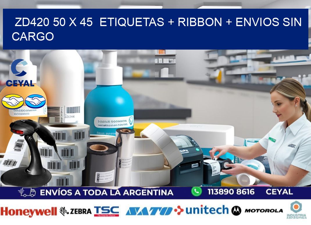 ZD420 50 x 45 etiquetas + ribbon + envios sin cargo