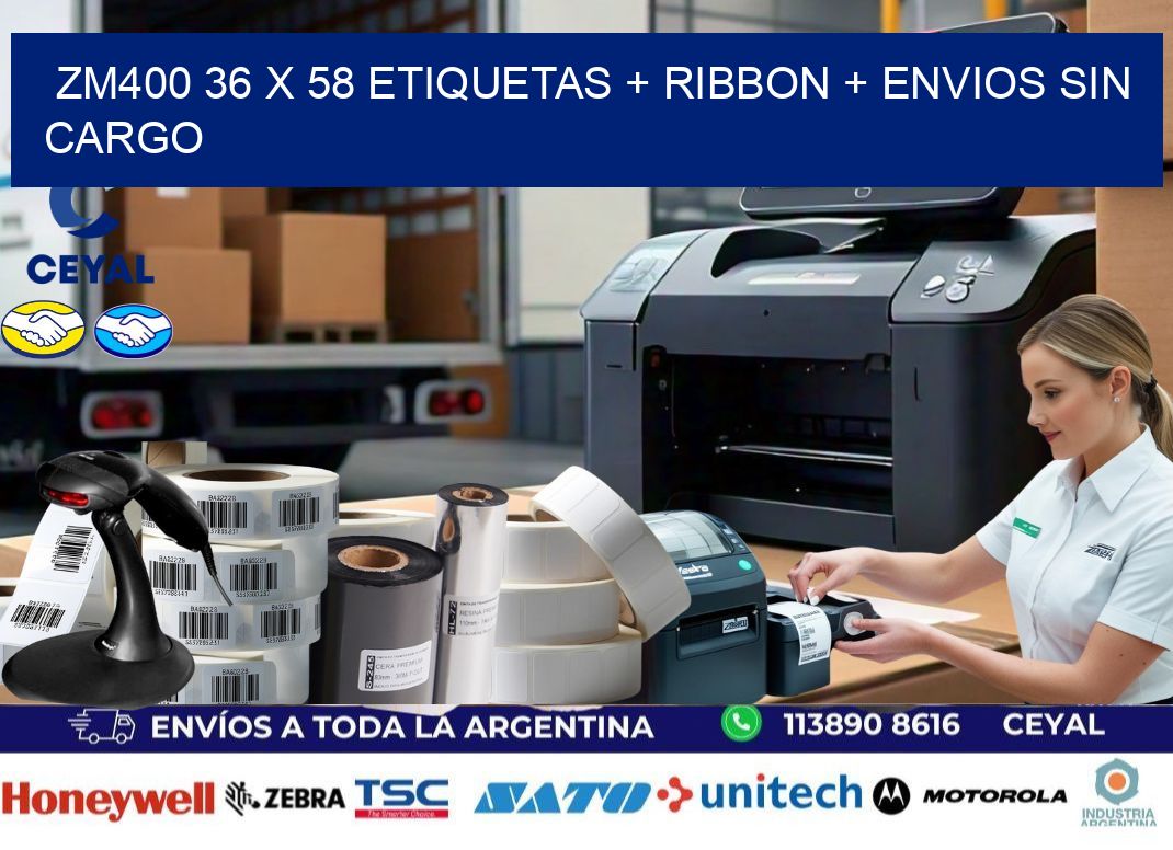 ZM400 36 x 58 etiquetas + ribbon + envios sin cargo