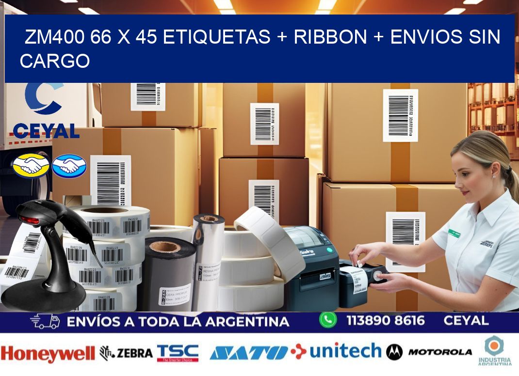 ZM400 66 x 45 etiquetas + ribbon + envios sin cargo
